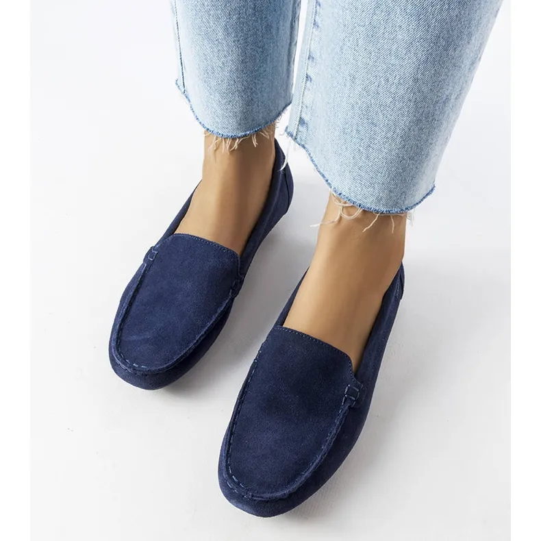 Big Star marineblauwe leren loafers JJ274659