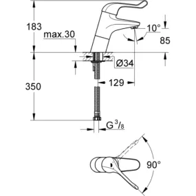 Grohe Euroeco Special VH wastafelmengkraan hoog glad chroom