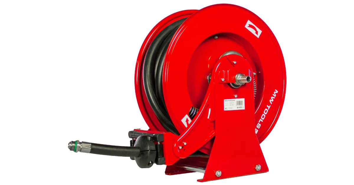 Haspel AdBlue 15 m Ø 3/4" 20 bar  Gepoederlakt staal met automatische oprol en vaste muurbeugel MW Tools