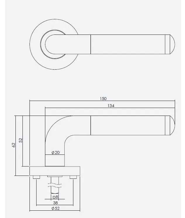 Intersteel deurkruk Agatha op ronde rozet 53x8mm met nokken mat zwart