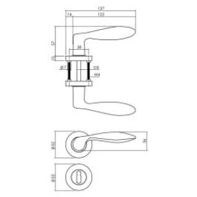 INTERSTEEL Deurkruk George op rozet ø52x10mm + nokken met sleutelgat plaatjes messingkleur PVD