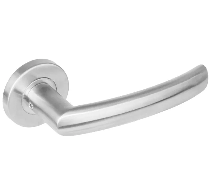Intersteel enkele deurkruk Blok rechts op rond rozet RVS
