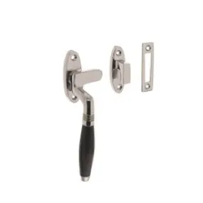 INTERSTEEL Raamsluiting Ton links met sluitplaat en sluithaak, nikkel/ebbenhout