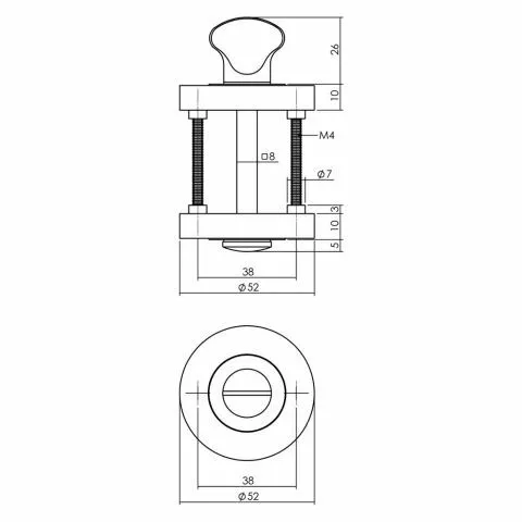 INTERSTEEL ROZET MET TOILET/BADKAMERSLUITING  52X10MM  ZWART