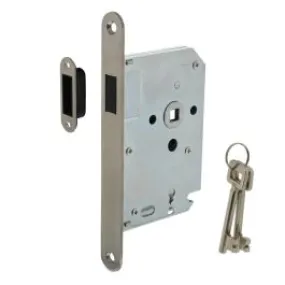 INTERSTEEL Woningbouw magneet klavier dag- en nachtslot 55mm, voorplaat afgerond rvs, 20x175, doorn 50mm incl.