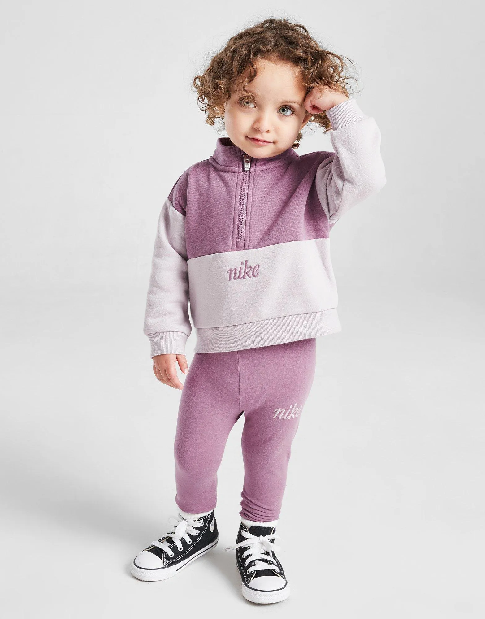 Nike Girls' 1/4 Zip Cosy Colour Block Set Infant
