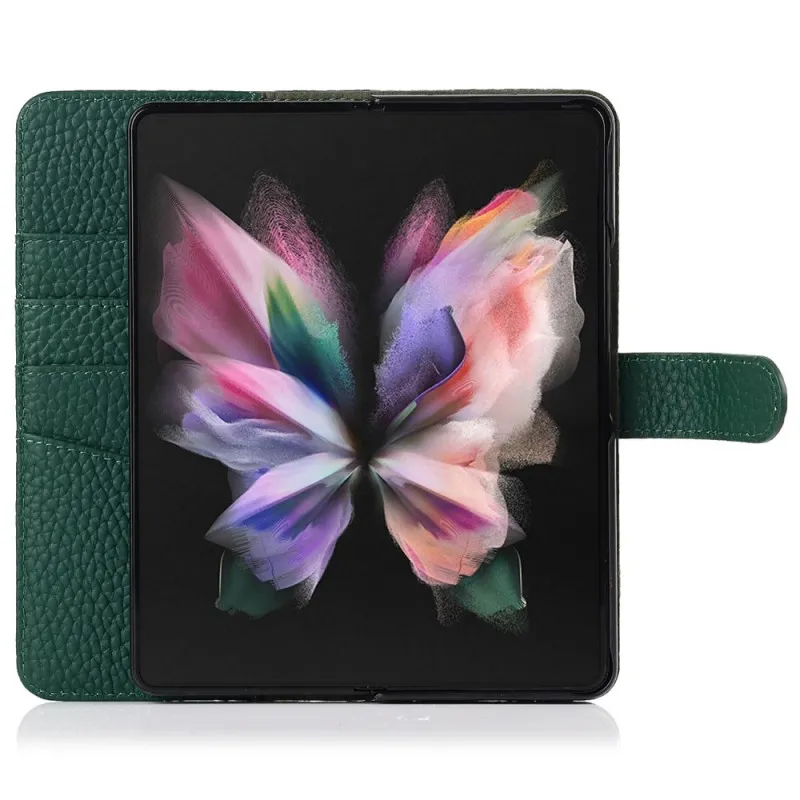 Samsung Galaxy Z Fold 3 5G Echt Leer Litchi Stylus Portemonnee