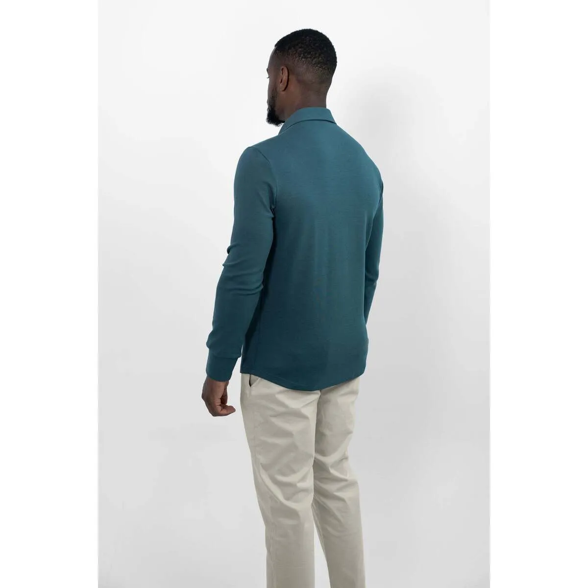 STRIJKVRIJ POLOSHIRT  TURQUOISE