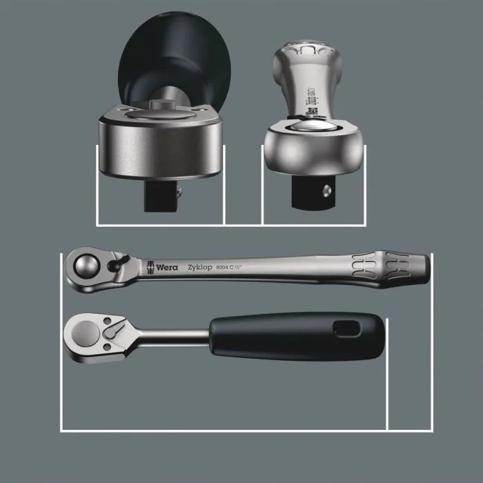 WERA 8100 SA 8 ZYKLOP METALRATELSET, OMSCHAKELPAL, 1/4"AANDRIJVING, METRISCH , 28DELIG