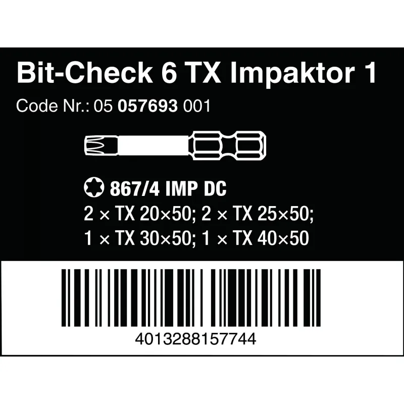 WERA BITCHECK BC 6 TX IMPAKTOR 1. LANGE BITS